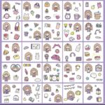 Set Laminas Sticker Muñeca Tonalidades Morado