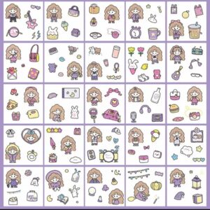 Set Laminas Sticker Muñeca Tonalidades Morado