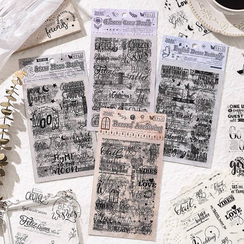 Stickers Letras Vintage Negras